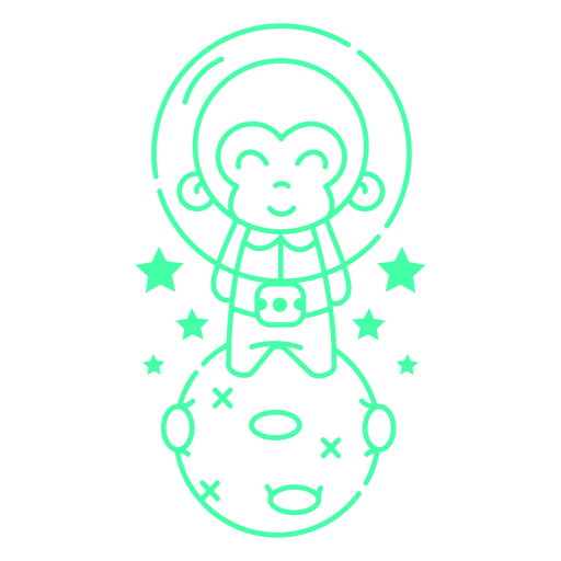 Adorable monkey walking on the moon PNG Design