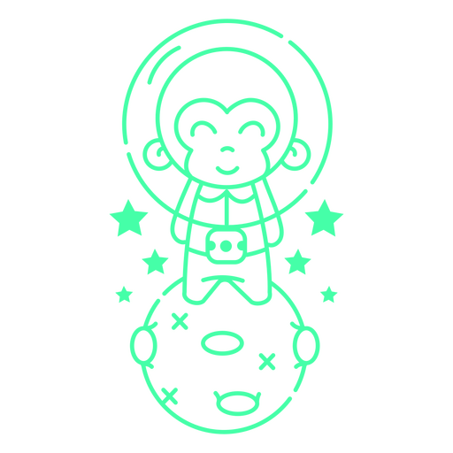 Adorável macaco andando na lua Desenho PNG