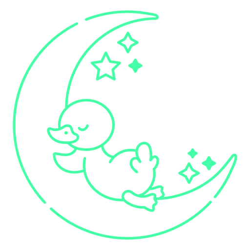 Cute duck sleeping on the moon PNG Design