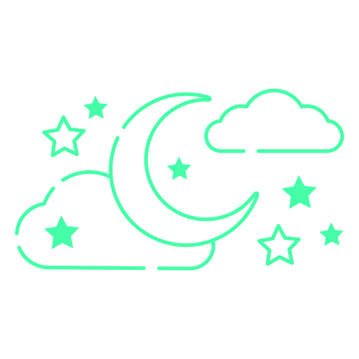 Glow in the dark moon and clouds  PNG Design