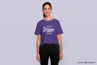 Female model with ponytail t-shirt mockup design