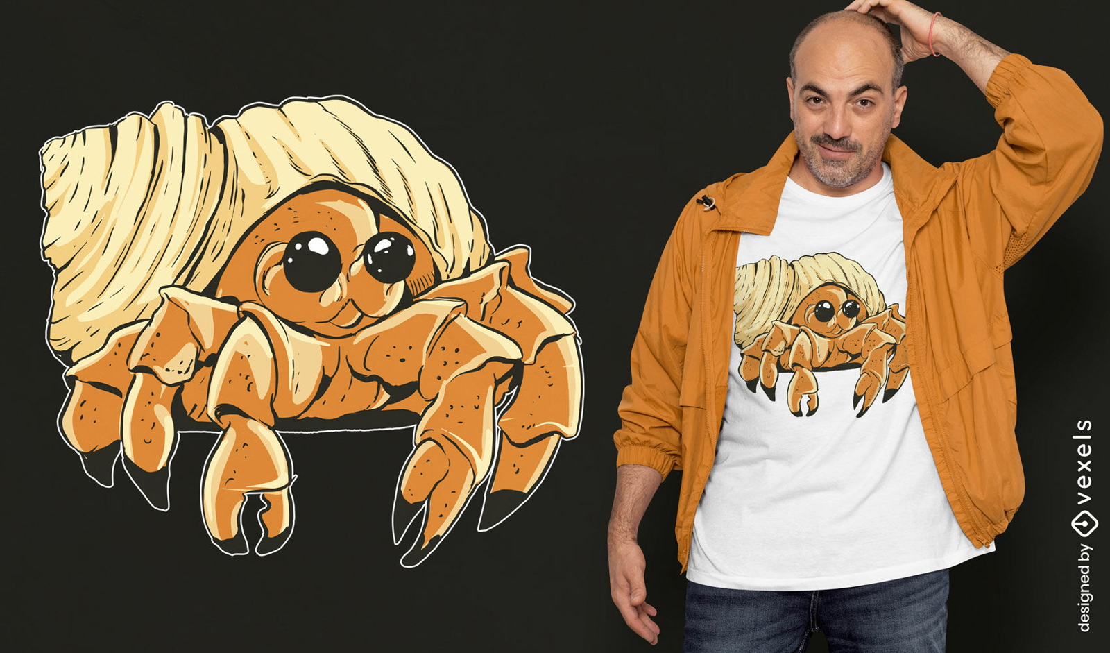 Design de camiseta de pequeno animal de caranguejo eremita