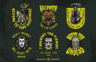 Conjunto de insignias de monstruos de Halloween