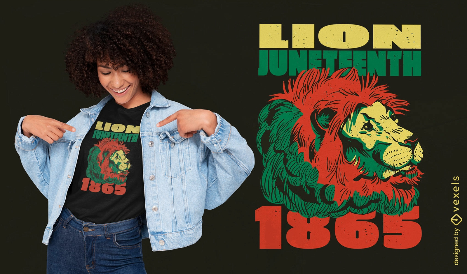 Diseño de camiseta del diecinueve de junio de animales de león