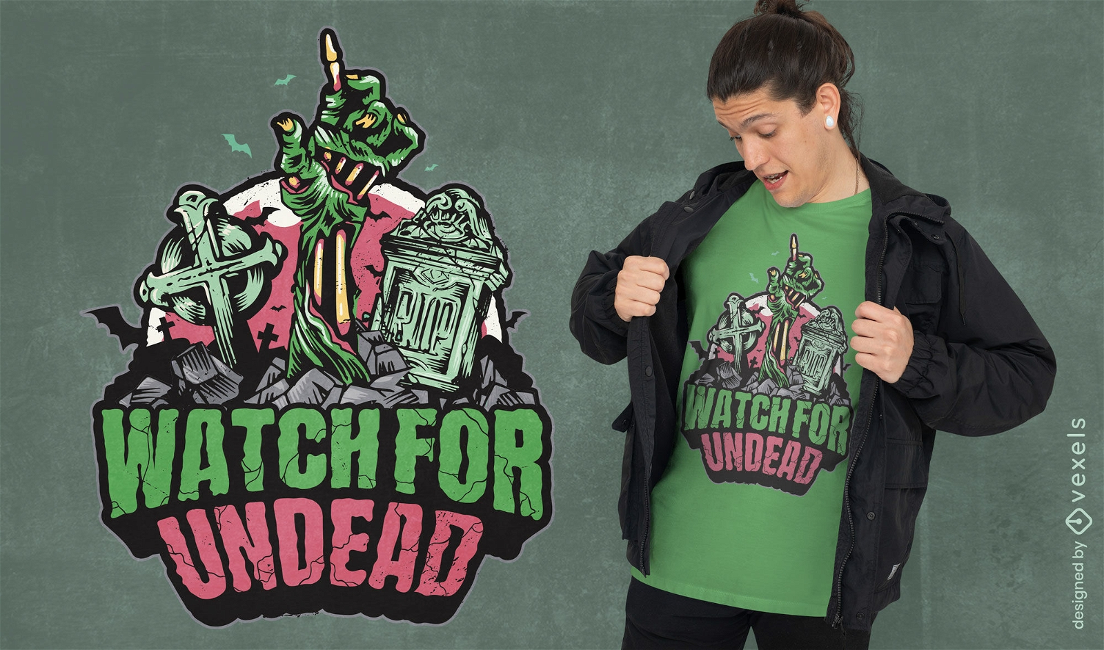 Watch for undead Halloween t-shirt design