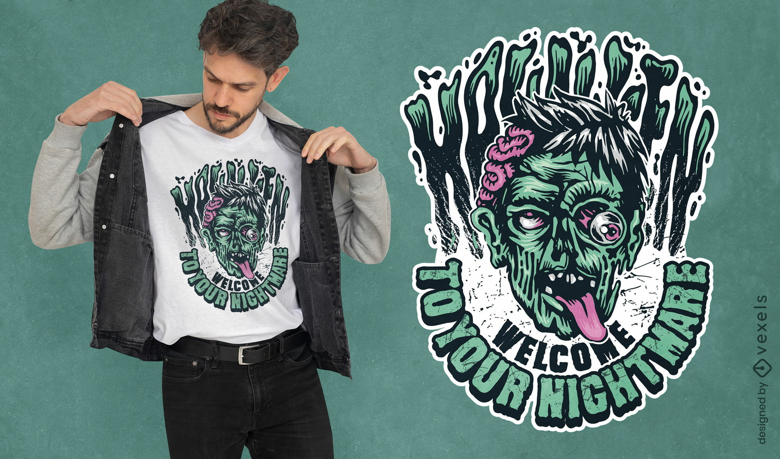 Design de camiseta de citação de zumbi de Halloween