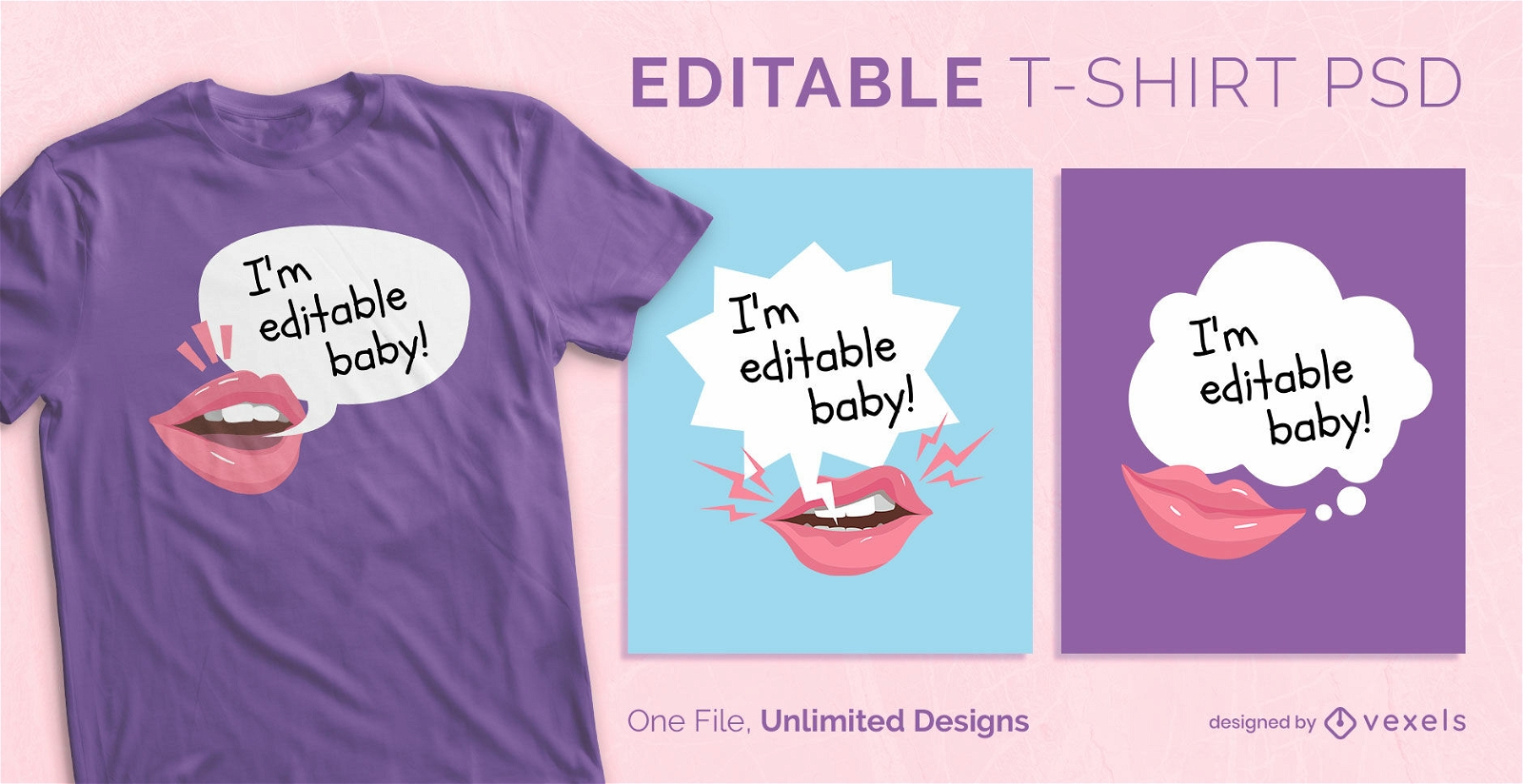 Mouths with speech bubbles scalable t-shirt psd