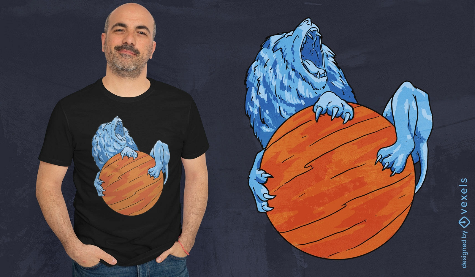 Diseño de camiseta de león en un planeta