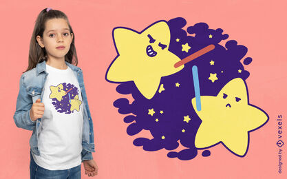 Design de camiseta de estrelas de combate a laser