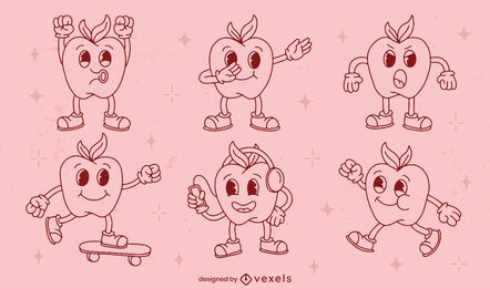 Conjunto de personagens de desenhos animados da Apple