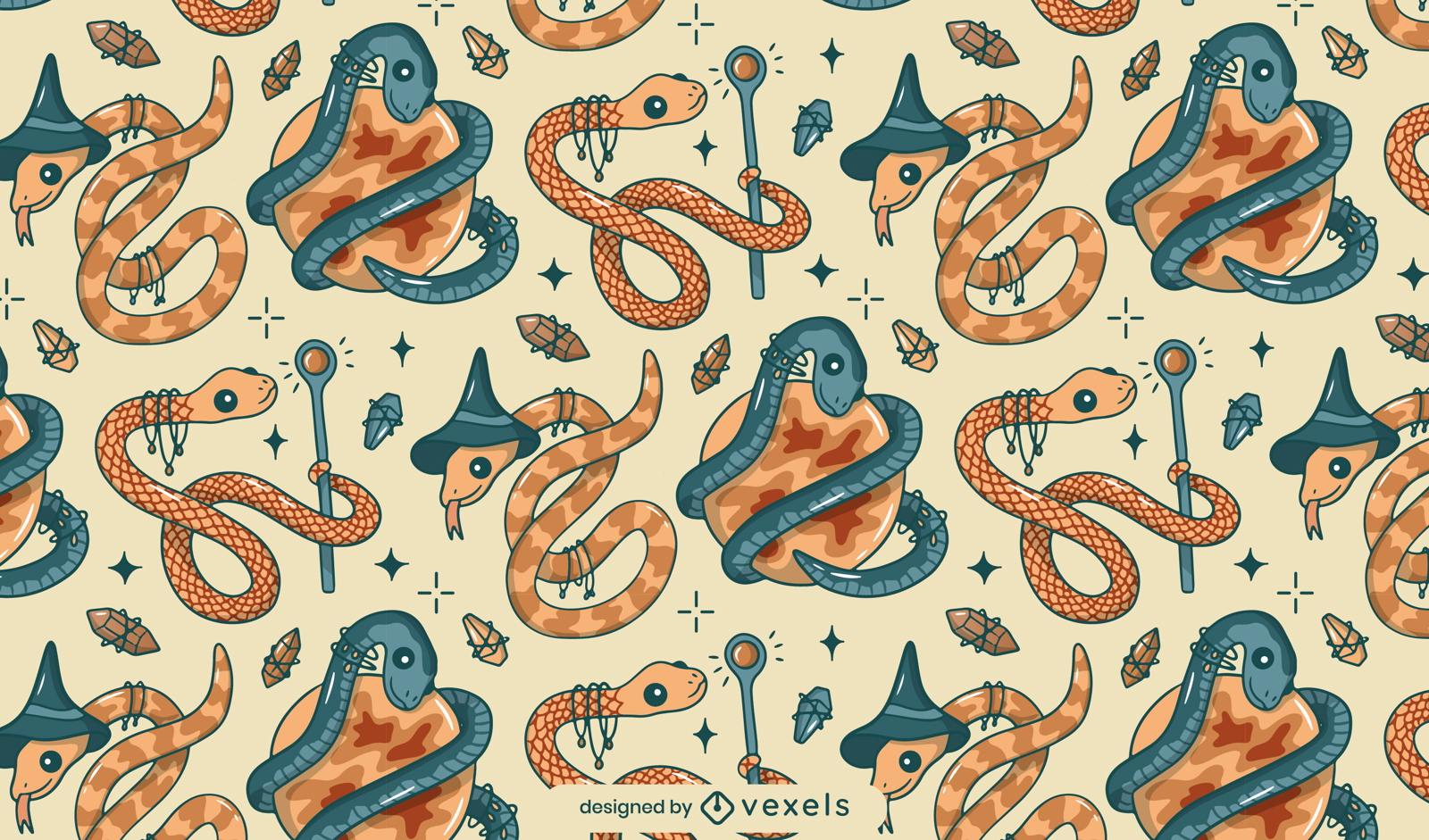 Esoteric wizard snake pattern design