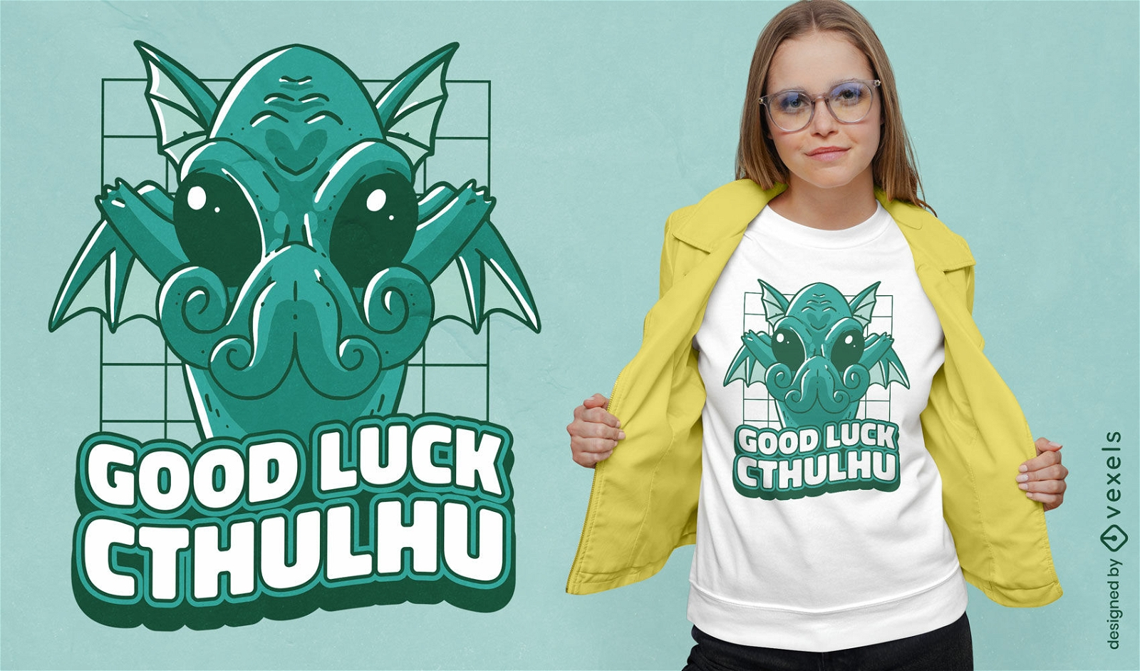 Design de camiseta do monstro da sorte Cthulhu