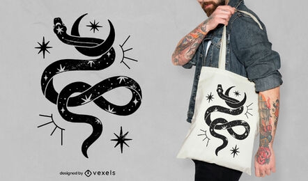 Diseño de bolso tote de serpiente mística