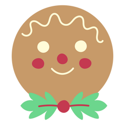 A Cheerful Gingerbread Face With Leaves PNG & SVG Design For T-Shirts