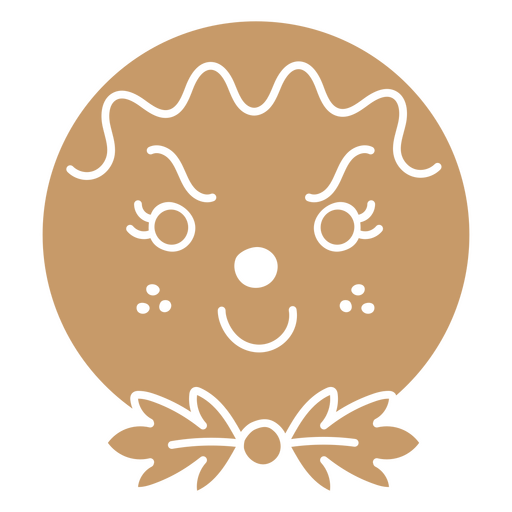 Cheerful gingerbread face with cute smile PNG Design