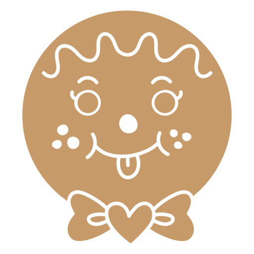 Cara de pan de jengibre sonriente haciendo un gesto divertido Diseño PNG