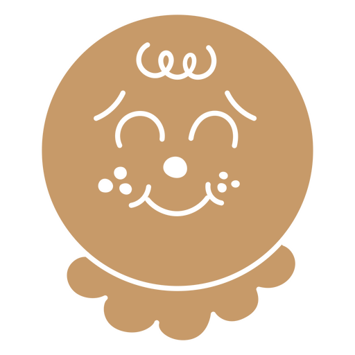 Cara de pan de jengibre sonriente con cabello rizado Diseño PNG