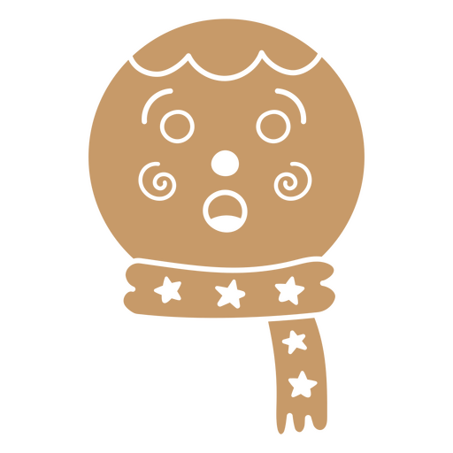Gingerbread face with surprised expression PNG Design