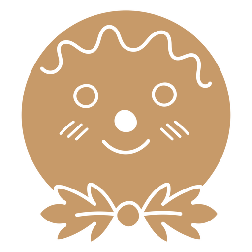 Cara de pan de jengibre sonriente con cuello de hoja Diseño PNG