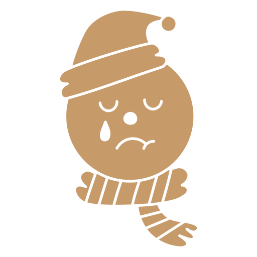 Gingerbread face with sad expression PNG Design