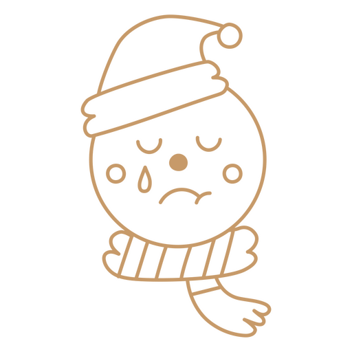 Cara de pan de jengibre con bufanda y expresión triste Diseño PNG