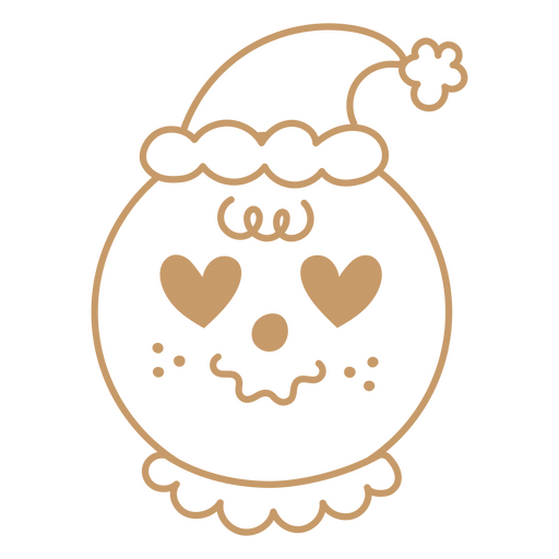 Cute gingerbread face with christmas hat and loving expression PNG Design
