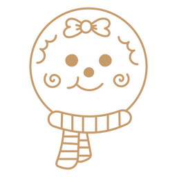 Gingerbread face with christmas hat and a bow PNG Design