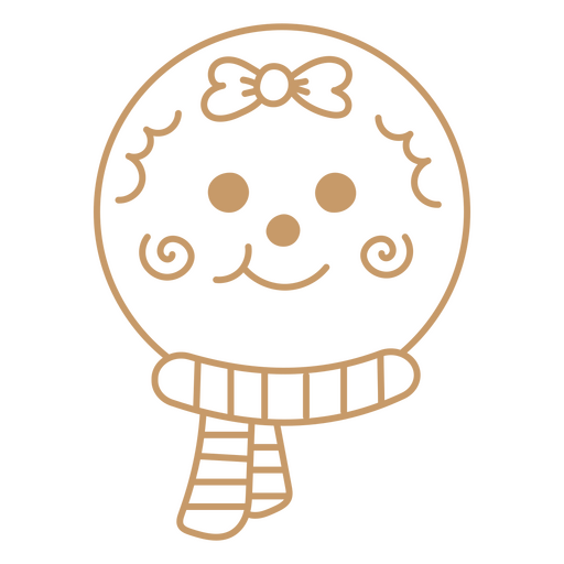Gingerbread face with christmas hat and a bow PNG Design