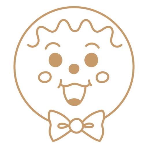 Gingerbread face with a classic-shaped bow PNG Design