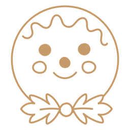 Rosto de gengibre com um grande sorriso e um laço em forma de folha Desenho PNG