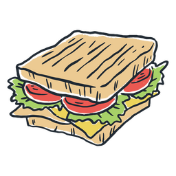 Sandwich with bread and fresh vegetables PNG Design