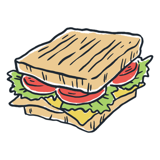 Sanduíche com pão e legumes frescos Desenho PNG