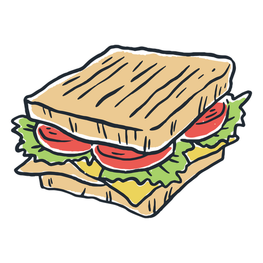 Sándwich con pan y verduras frescas Diseño PNG