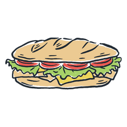 Sandwich with fresh vegetables and cheese PNG Design