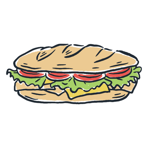 Sándwich con verduras frescas y queso Diseño PNG