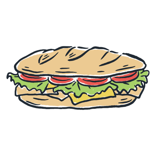 Sandwich with fresh vegetables and cheese PNG Design