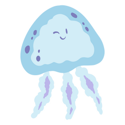 Cute winking jellyfish character PNG Design