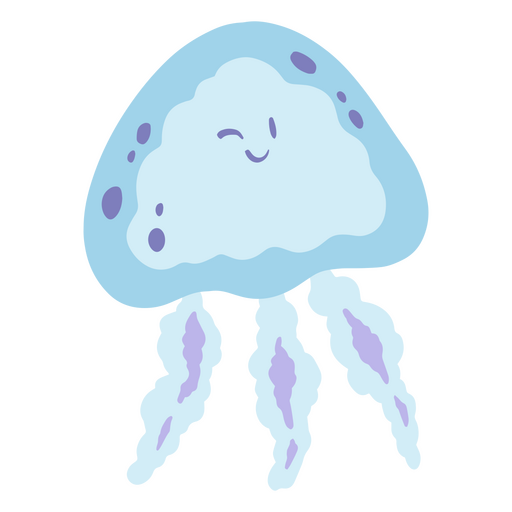 Cute winking jellyfish character PNG Design