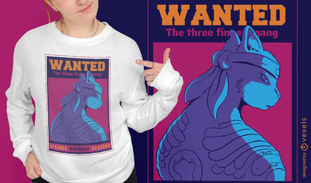 Ninja cat animal wanted t-shirt design