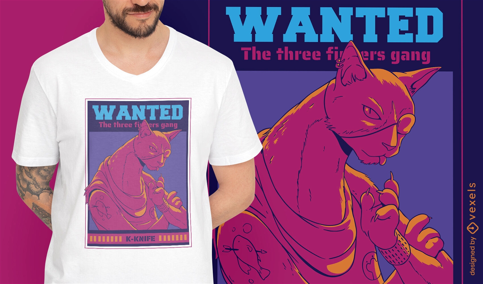 Cat animal mafia gang t-shirt design