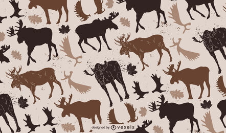 Moose silhouettes pattern design