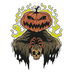 Pumpkin head Halloween character PNG Design