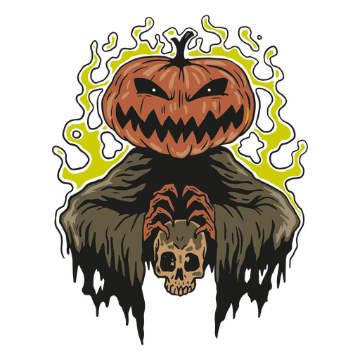 Personagem de Halloween de cabeça de abóbora Desenho PNG