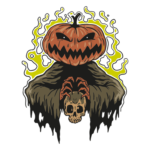 Pumpkin head Halloween character PNG Design