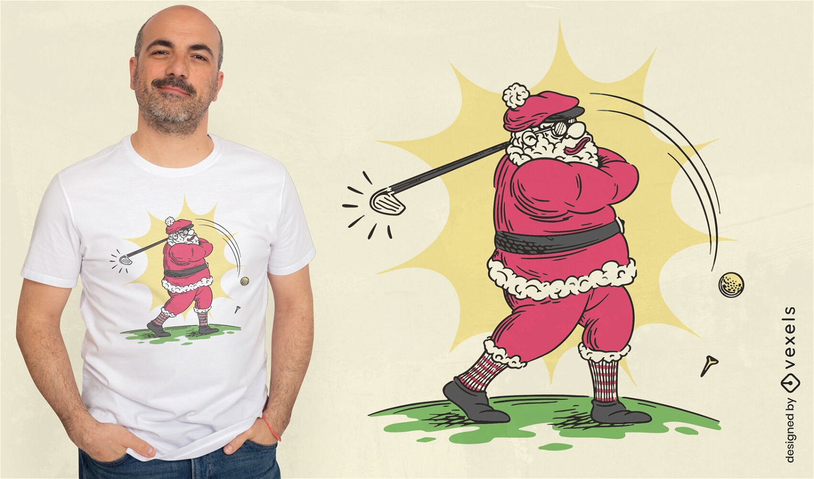 Design de camiseta de golfe de Papai Noel