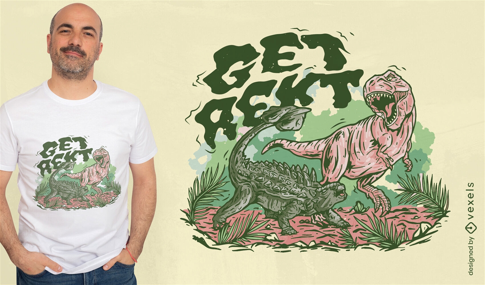 Design de camiseta de luta de dinossauros
