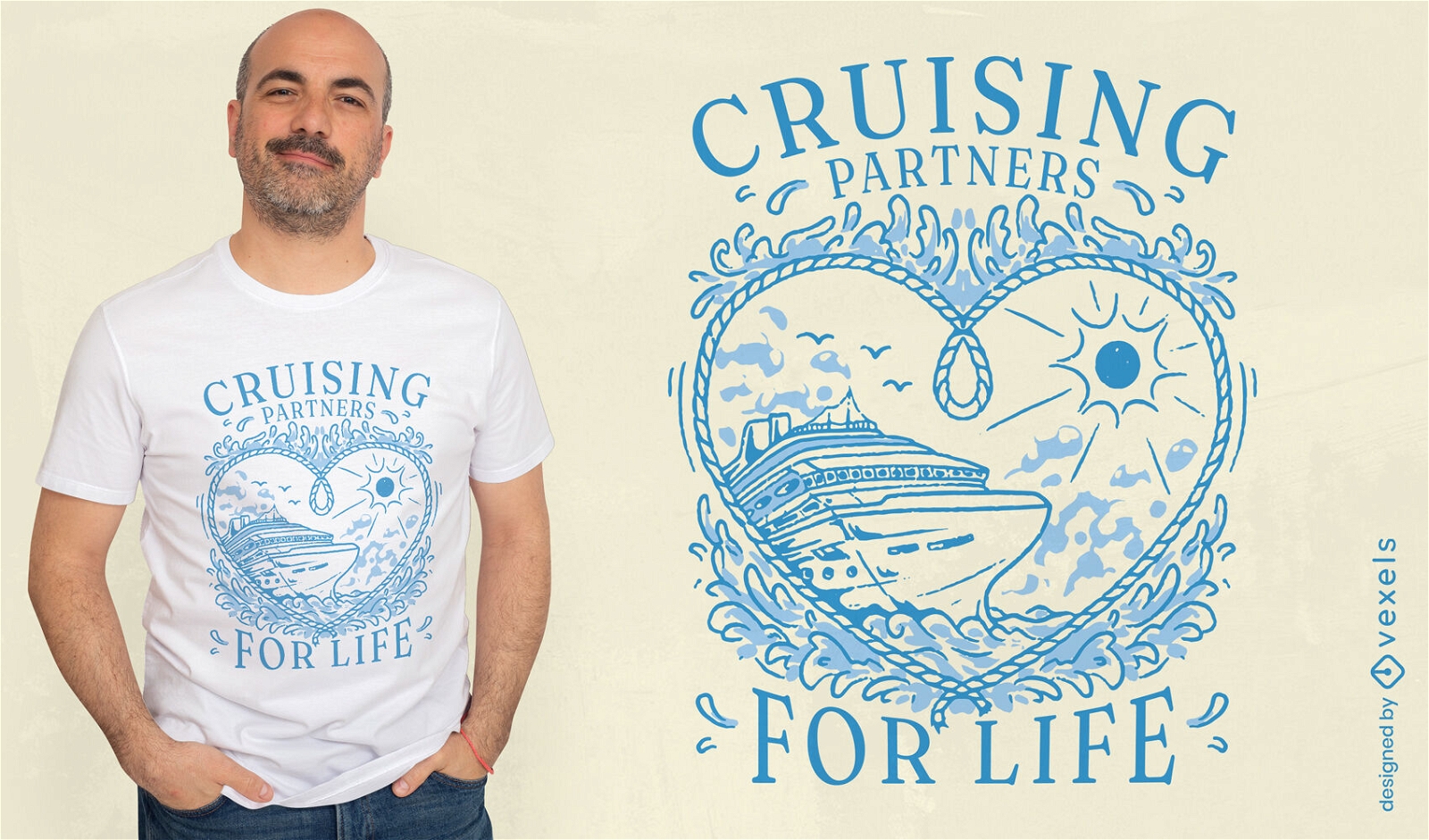 Design de camiseta de coração de parceiros de cruzeiro