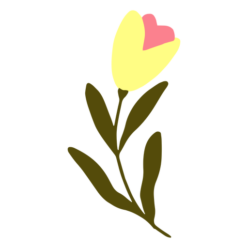 Rama verde con una delicada flor amarilla Diseño PNG