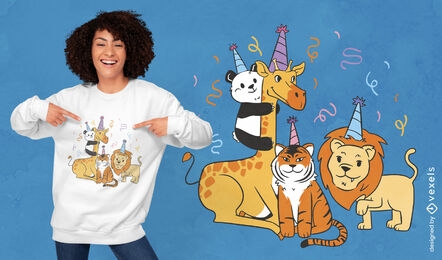 Design de camiseta de animais de aniversário