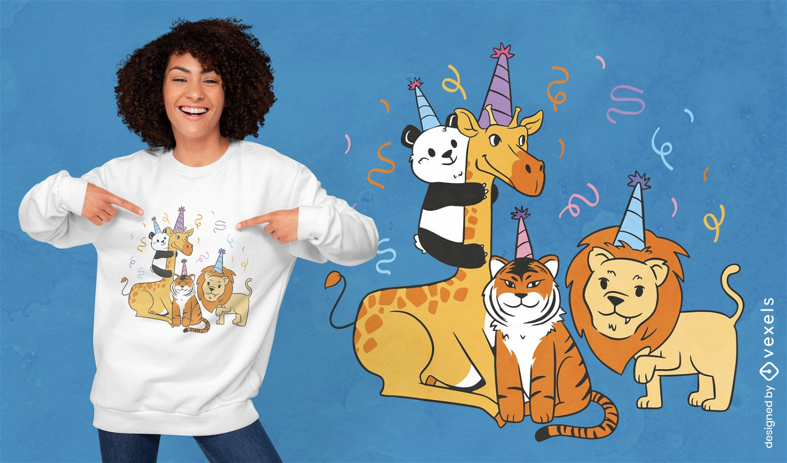 Diseño de camiseta de animales de cumpleaños.
